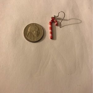 Size compared to a quarter: Candy Cane Christmas earrings.